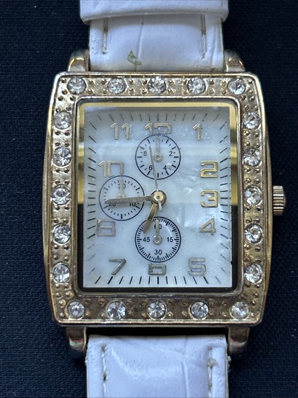 Gold Tone White Band Women’s Quartz Watch